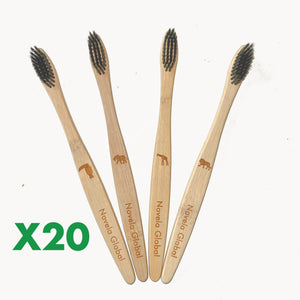 Brosses à dents Jungle en bambou naturel poils souples - Novela