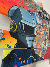 Carica l'immagine nel visualizzatore di Gallery, Pop art tableau featuring Daft Punk characters from Interstella 5555 on painted wood palette.