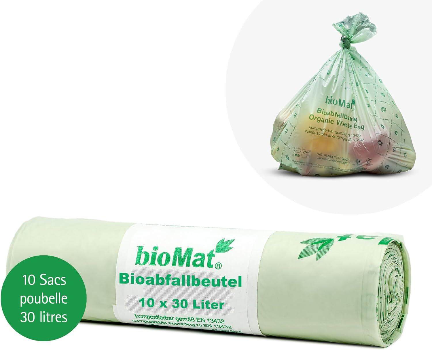 Sacs poubelle pour déchets compostables 130 L naturels, lot de 100 - Sacs  écologiques