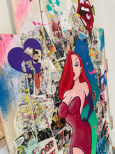 Charger l&#39;image dans la galerie, Pop Art tableau featuring Jessica Rabbit on wood, blending vibrant colors and comic imagery for a unique artwork.