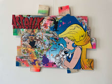Charger l&#39;image dans la galerie, Pop Art tableau featuring Falbala and Asterix, created with acrylic paint and mixed media techniques.