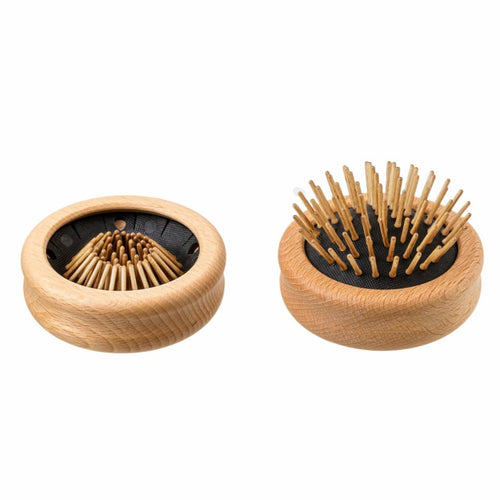 Brosse à cheveux compact en bois de hête naturel