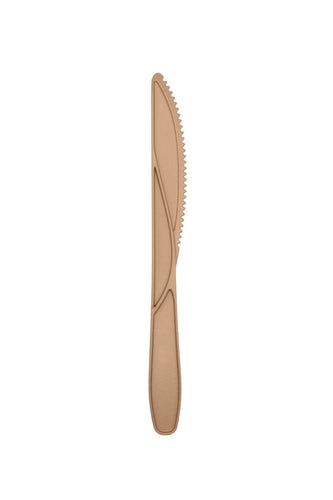 Couteau réutilisable en canne à sucre de 16 cm, biosourcé et élégant, fabriqué en France.