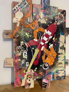 Tableau POP Art Tintin, on a marché sur la lune - Novela Global