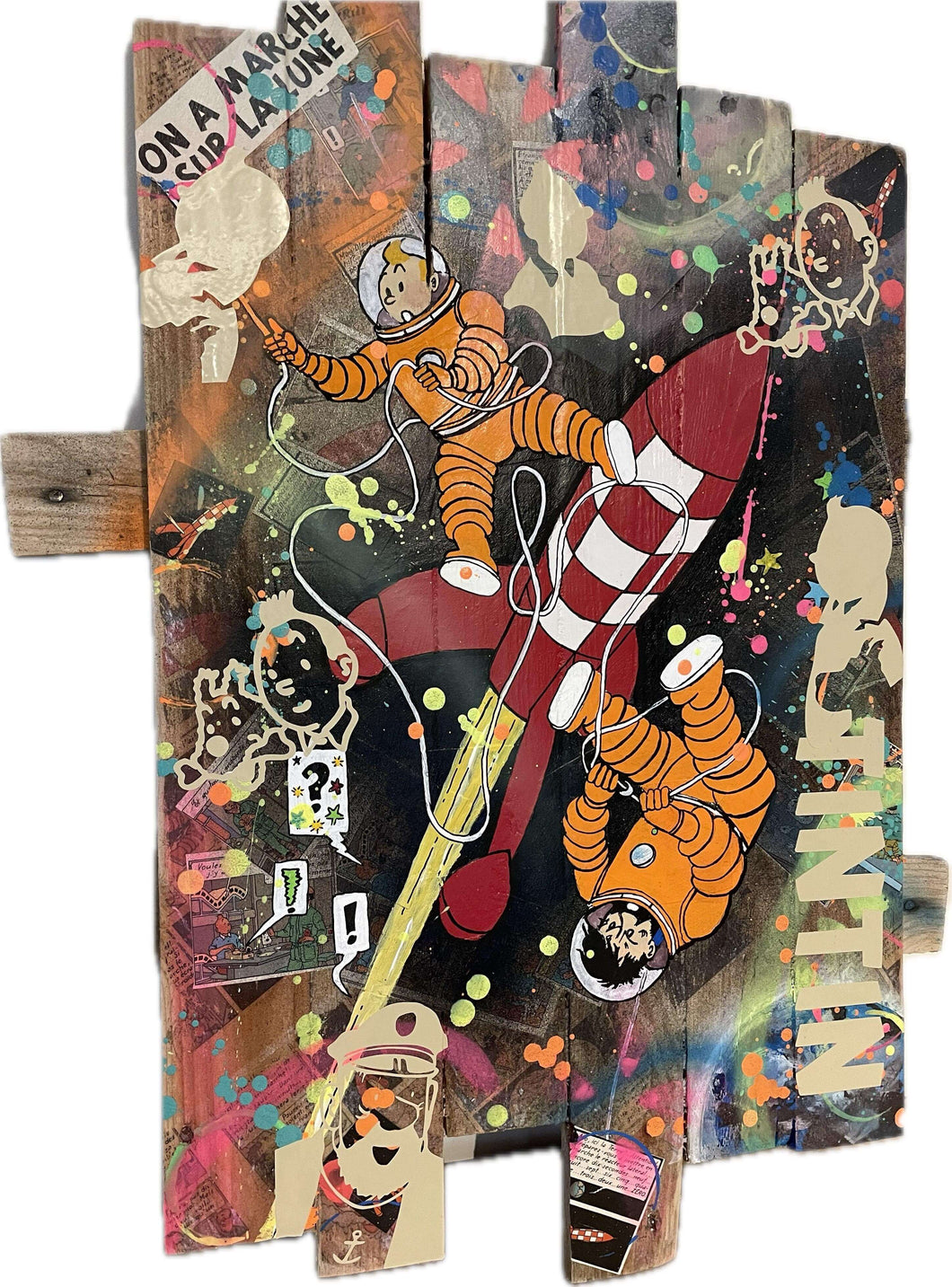 Tableau POP Art Tintin, on a marché sur la lune - Novela Global