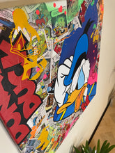 Charger l&#39;image dans la galerie, Pop Art painting of Donald Duck with vibrant colors and stickers, showcasing dynamic styles and playful aesthetics.
