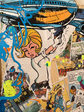 Carica l&#39;immagine nel visualizzatore di Gallery, Tableau Pop Art Natacha, œuvre colorée avec personnage en action, utilisant techniques mixtes et textures rustiques.