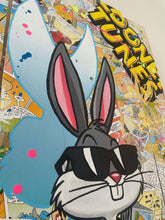 Charger l&#39;image dans la galerie, Pop Art depiction of Bugs Bunny wearing sunglasses, showcasing vibrant colors and comic elements.