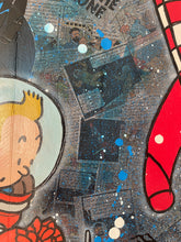 Carica l&#39;immagine nel visualizzatore di Gallery, Tableau Tintin Milou pop art avec détails colorés et éléments graphiques modernes sur fond artistique.