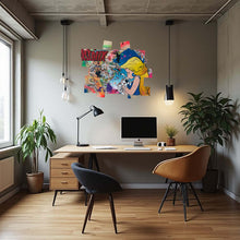 Charger l&#39;image dans la galerie, Artistic tableau featuring Falbala from Astérix in Pop Art style, displayed in a modern office setting.
