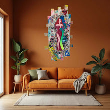 Charger l&#39;image dans la galerie, Pop Art tableau featuring Jessica Rabbit in a vibrant design, displayed on an orange wall above a cozy sofa.