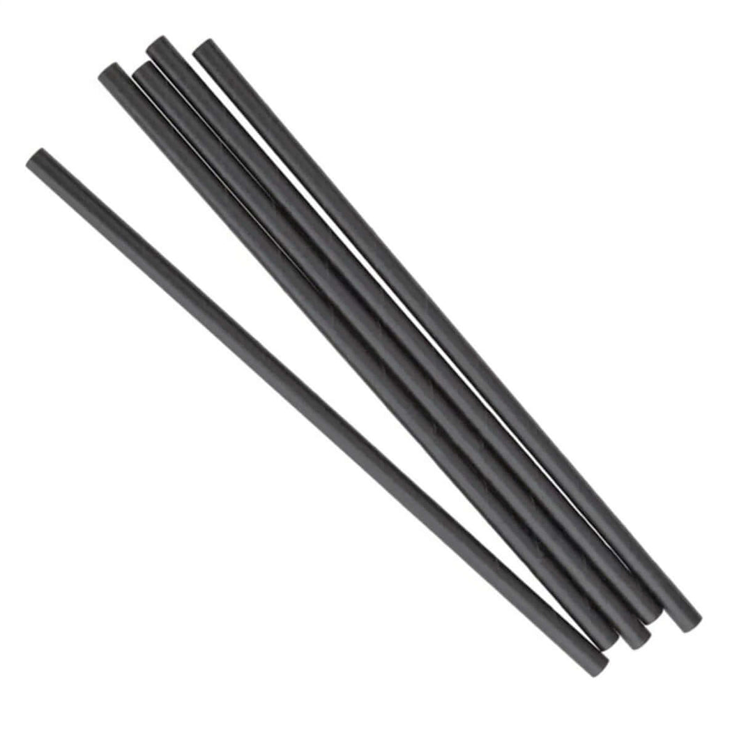 Pailles noires rigides en bois pour CHR, fabriquées au Portugal, élégance et qualité en lot de 6000 pièces.