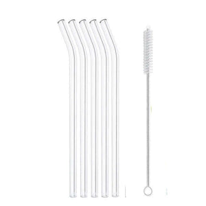 Paille en verre borosilicate courbées lot de 5 | Novela Global |