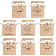 Charger l&#39;image dans la galerie, Lot de 8 boîtes de coton-tiges biodégradables en bois, 100 unités, éco-responsables et compostables.