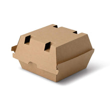 Load image into Gallery viewer, Boîte à burger en carton kraft brun 13 x 14 x 8 cm (carton de 250 pièces)