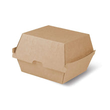 Load image into Gallery viewer, Boîte à burger en carton kraft brun 13 x 14 x 8 cm (carton de 250 pièces)