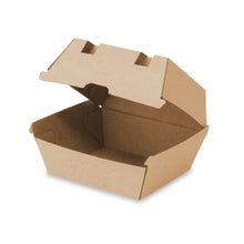 Load image into Gallery viewer, Boîte à burger en carton kraft brun 13 x 14 x 8 cm (carton de 250 pièces)
