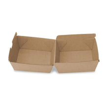 Load image into Gallery viewer, Boîte à burger en carton kraft brun 13 x 14 x 8 cm (carton de 250 pièces)