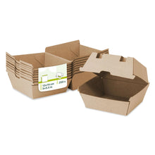 Load image into Gallery viewer, Boîte à burger en carton kraft brun 13 x 14 x 8 cm (carton de 250 pièces)