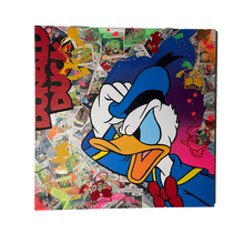 Charger l&#39;image dans la galerie, Pop Art canvas of Donald Duck by Vincent Streiff, featuring vibrant colors and playful aesthetics.