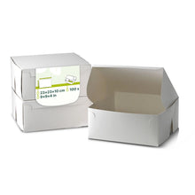 Load image into Gallery viewer, Boîte à tarte M 23 x 23 x 10 cm, blanc (carton de 100 pièces)
