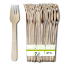 Carica l'immagine nel visualizzatore di Gallery, Fourchette en bois 16 cm, revêtement bio (carton de 1000 pièces)
