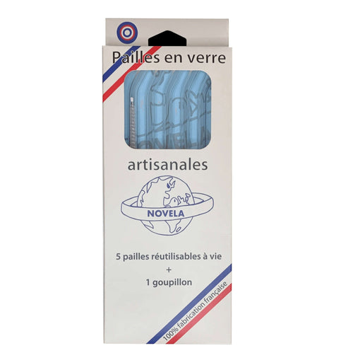 Paille en verre borosilicate courbées lot de 5 | Novela Global |