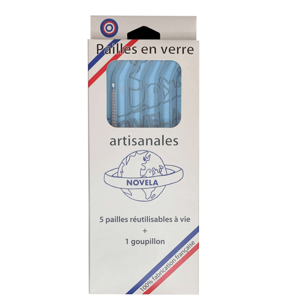Paille en verre borosilicate courbées lot de 5 | Novela Global |