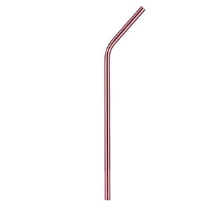 Paille inox courbée 215x6mm en acier inoxydable, réutilisable et lavable au lave-vaisselle.