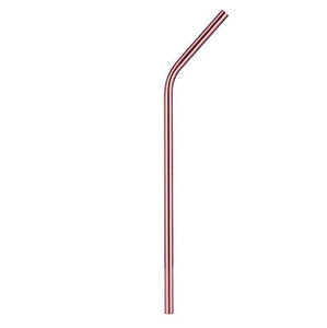 Paille inox courbée 215x6mm rouge, réutilisable et lavable au lave-vaisselle, marque française, poids 9g.