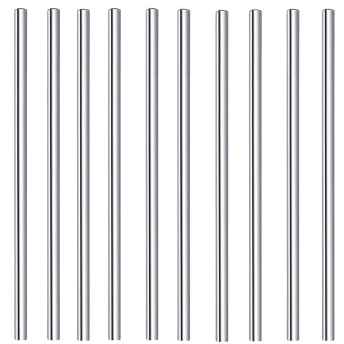 Lot de 10 pailles courtes en inox 145 mm, couleur argent, fabriquées en acier inoxydable de qualité alimentaire.