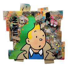Load image into Gallery viewer, Pop Art Tintin artwork featuring Tintin in a colorful composition with comic elements and vibrant paint.
