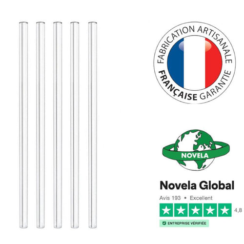 Paille en verre borosilicate fabriquée en France par Maître verrier | Novela-Global.fr