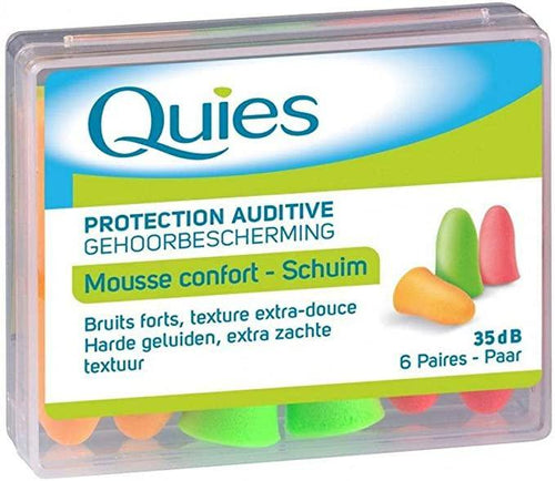 Boite de 6 paires bouchons d'oreille mousse QUIES | Novela