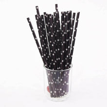 Carica l&#39;immagine nel visualizzatore di Gallery, Paille en papier noir et blanc lot de 25 | Novela-Global.com