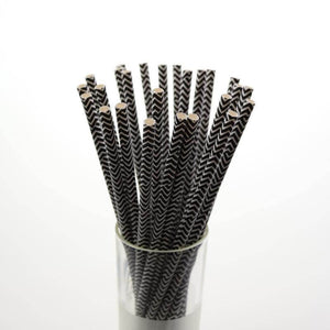 Paille en papier noir et blanc lot de 25 | Novela-Global.com