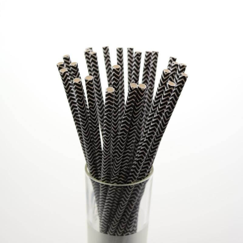 Paille en papier noir et blanc lot de 25 | Novela-Global.com