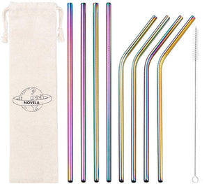 Pailles droites en inox couleur arc-en-ciel | Novela-Global.com