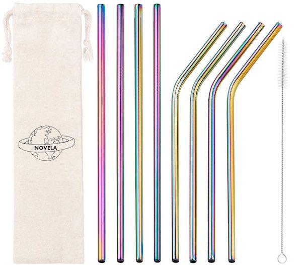 Pailles droites en inox couleur arc-en-ciel | Novela-Global.com